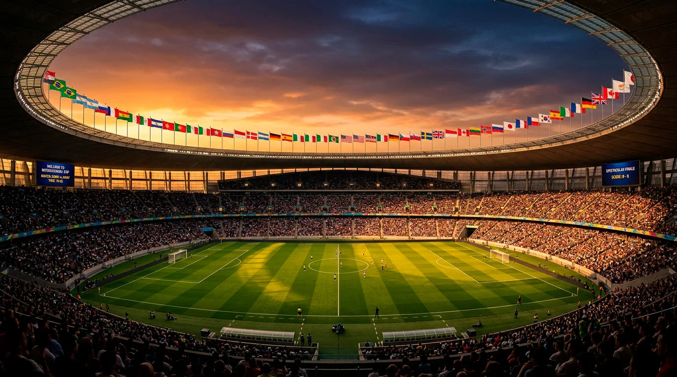 World Cup 2026 teams overview showing flags and squad strength ratings for all 48 qualified nations on a dark analytics display