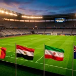 World Cup 2026 Group G preview featuring Belgium, Egypt, Iran and New Zealand flags against a stadium backdrop